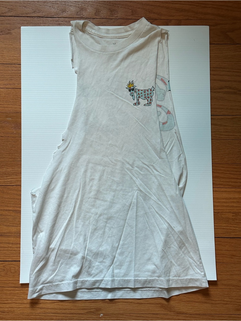 Cream Goat Graphic Muscle Tank